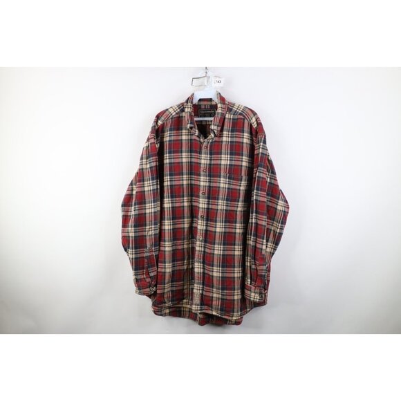 Vtg 90s Abercrombie & Fitch Mens L Faded Baggy Heavyweight Flannel Button Shirt